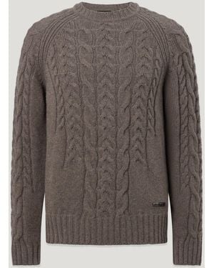 Belstaff Men's Harrow Cable Knit Crew Lambswool - Grey