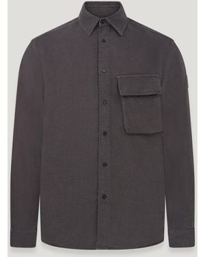 Belstaff Scale Shirt Garment Dyed Linen - Grey