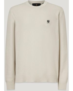 Belstaff Men's Coast Knitted Jumper Cotton Silk Pique - Natural