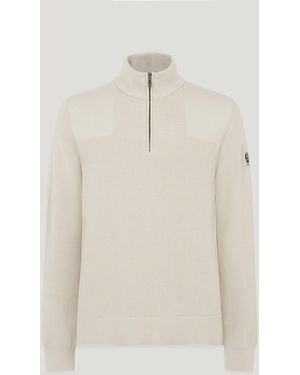 Belstaff Men's Commander Quarter Zip Jumper Organic Cotton - Natural