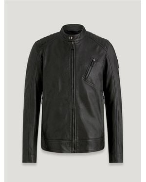 Belstaff Men's V Racer Jacket Cheviot Leather - Black