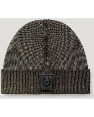 Belstaff Unisex Garment Dye Aspect Beanie Merino Wool - Grey