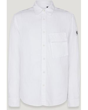 Belstaff Men's Scale Shirt Garment Dyed Linen - White