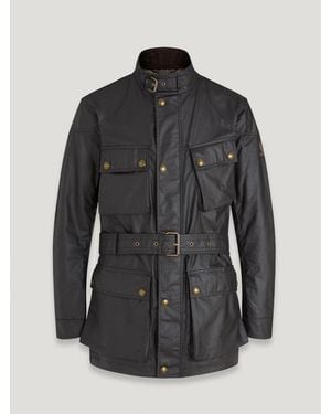 Belstaff Trialmaster Funnel-neck Waxed Cotton Jacket - Black