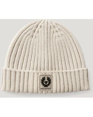 Belstaff Unisex Watch Beanie Hat Lambswool - Natural