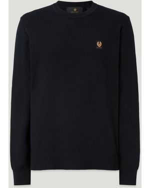 Belstaff Men's Coast Knitted Jumper Cotton Silk Pique - Blue