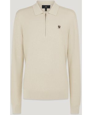 Belstaff Drift Knitted Polo Cotton Silk Blend - Natural