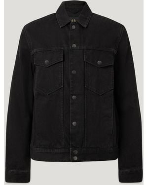 Belstaff Men's Piston Trucker Jacket Washed Denim Black Size 2xl