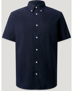 Belstaff Men's Short Sleeve Street Shirt Compact Cotton Oxford - Blue