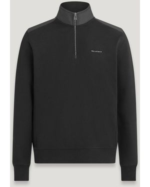 Belstaff Men's Alloy Quarter Zip Sweatshirt Cotton Fleece - Black