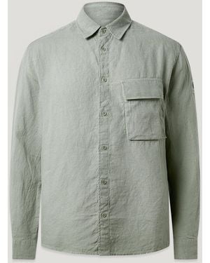 Belstaff Men's Scale Shirt Garment Dyed Linen - Grey