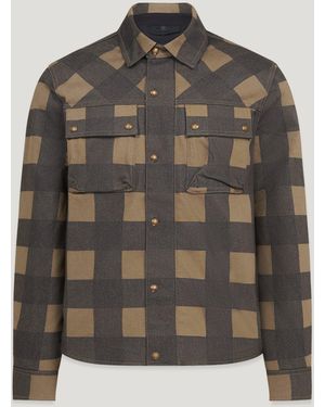 Belstaff Men's Mansion Motorcycle Overshirt Cotton Mix Olive / Black Size 2xl - Grey