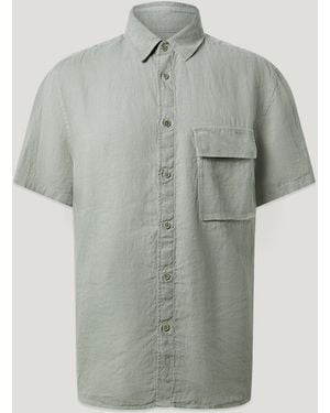 Belstaff Men's Scale Short Sleeve Shirt Garment Dyed Linen - Grey