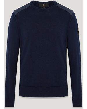 Belstaff Men's Kerrigan Crewneck Jumper Merino Wool - Blue