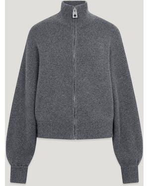 Belstaff Women's Atol Full Zip Cardigan Wool Cashmere Blend - Grey