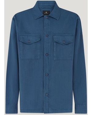 Belstaff Cs60 Overshirt Garment Dye Cotton Blend - Blue