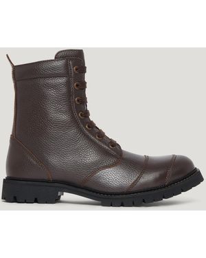 Belstaff Men's Resolve Motorcycle Boots Tumbled Leather - Brown