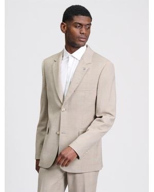Ben Sherman Tonal Wool Check Jacket In Light Brown - Natural