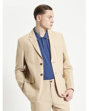 Ben Sherman Linen Cotton Blazer In Stone - Natural