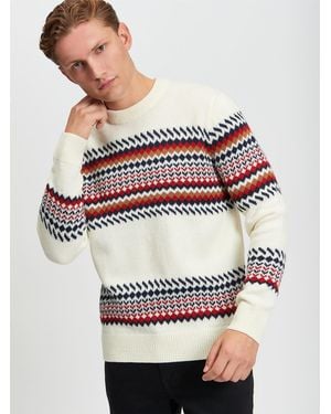 Ben Sherman Fairisle Crew In Ivory - White