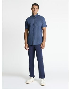 Ben Sherman Short Sleeve Mono Geo Print Shirt In Cobalt - Blue