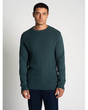 Ben Sherman Textured Front Crew Jumper In - Blue