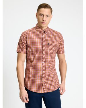 Ben Sherman Short Sleeve House Check In Cherry - Red
