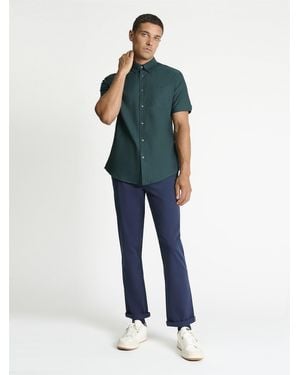 Ben Sherman Short Sleeve Oxford Shirt In Dark Green - Blue