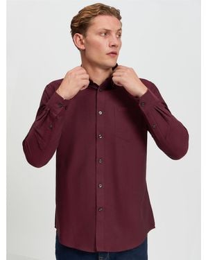 Ben Sherman Long Sleeve Oxford Shirt In Wine - Red