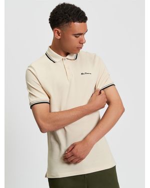 Ben Sherman Short Sleeve Signature Pique Polo In Fog - Natural