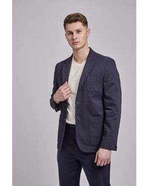 Ben Sherman Dobby Weave Blazer In Dark Navy - Blue