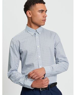 Ben Sherman Split Geo Print Shirt In Pale Blue