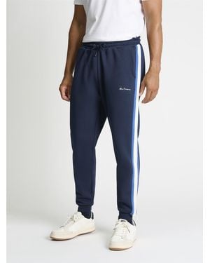 Ben Sherman Cut & Sew Stripe Jogger In Dark Navy - White