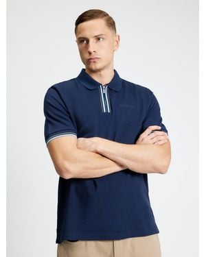Ben Sherman Short Sleeve Placket Interest Polo In Dark Navy - Blue