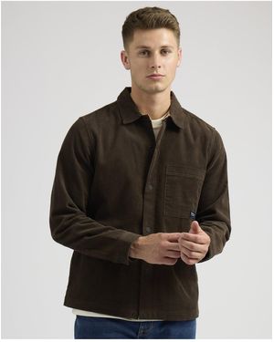 Ben Sherman Midweight Cord Trucker Overshirt In Brown - Black