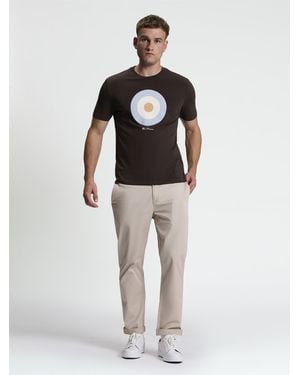 Ben Sherman Short Sleeve Signature Target Tshirt In Bark - White