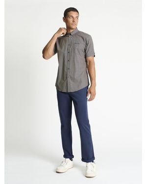 Ben Sherman Short Sleeve Gingham Shirt In - Blue