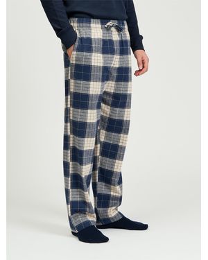 Ben Sherman Brushed Oversized Tartan Trouser In Mid Grey - Blue