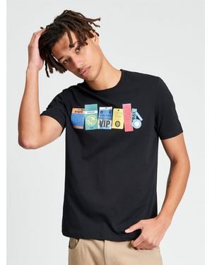 Ben Sherman Short Sleeve Festival Pass Tshirt In Black - Multicolour