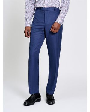 Ben Sherman Textured Linen Blend Trousers In Blue