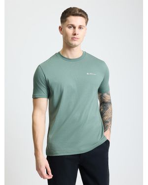 Ben Sherman Embroidered Logo Tee In Pale Khaki - Green