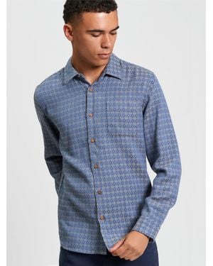 Ben Sherman British Craft Geo Shirt In Riviera Blue
