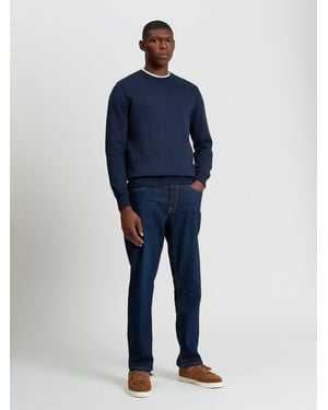 Ben Sherman Crew Neck Jumper With Shoulder Stitch - Blue