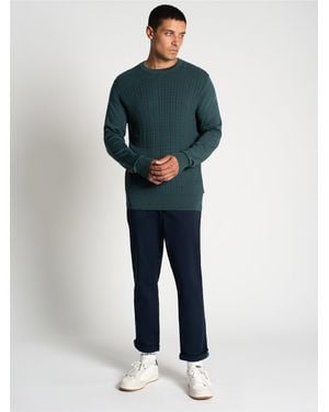 Ben Sherman Textured Front Crew Jumper In - Blue
