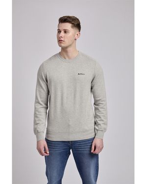 Ben Sherman Crew Neck Jumper With Shoulder Stitch - Grey