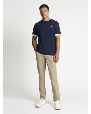 Ben Sherman Jacquard Tee In Dark Navy - Blue