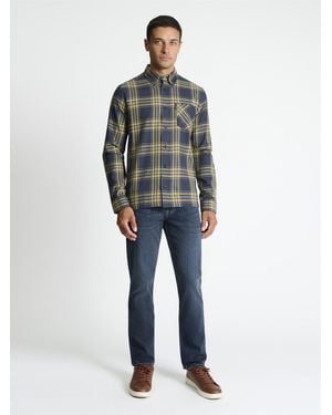 Ben Sherman Long Sleeve Grid Check Shirt In Dark Navy - Blue