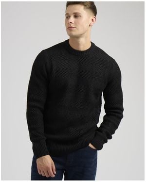 Ben Sherman Wave Texture Crew Neck Knit - Black