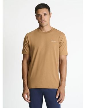 Ben Sherman Chest Embroidery Tee In Camel - Blue