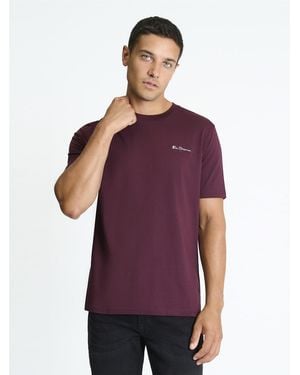 Ben Sherman Chest Embroidery Tee In Dark Wine - Purple